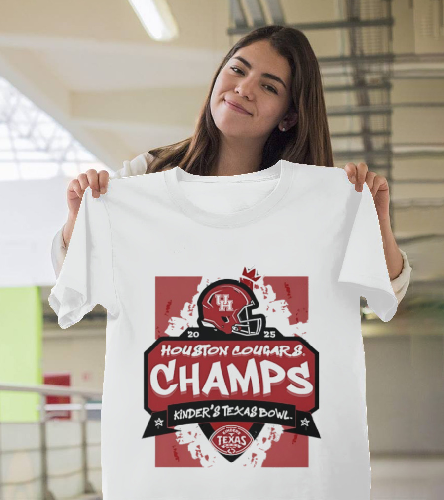 Houston Cougars Champs Kinder's Texas Bowl UH Helmet Football Victory 2025 T-Shirt