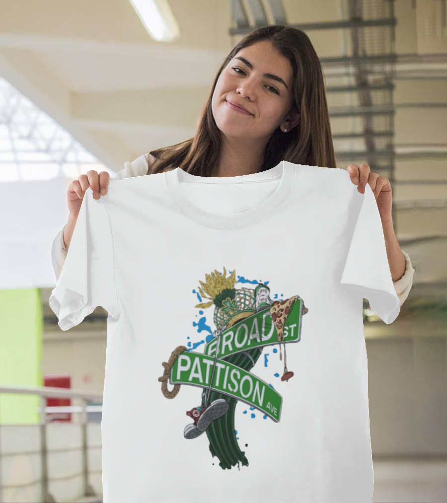 Philadelphia Eagles Broad St Pattison Ave Street Signs Pizza Cheesesteak Sunflower Clover T-Shirt