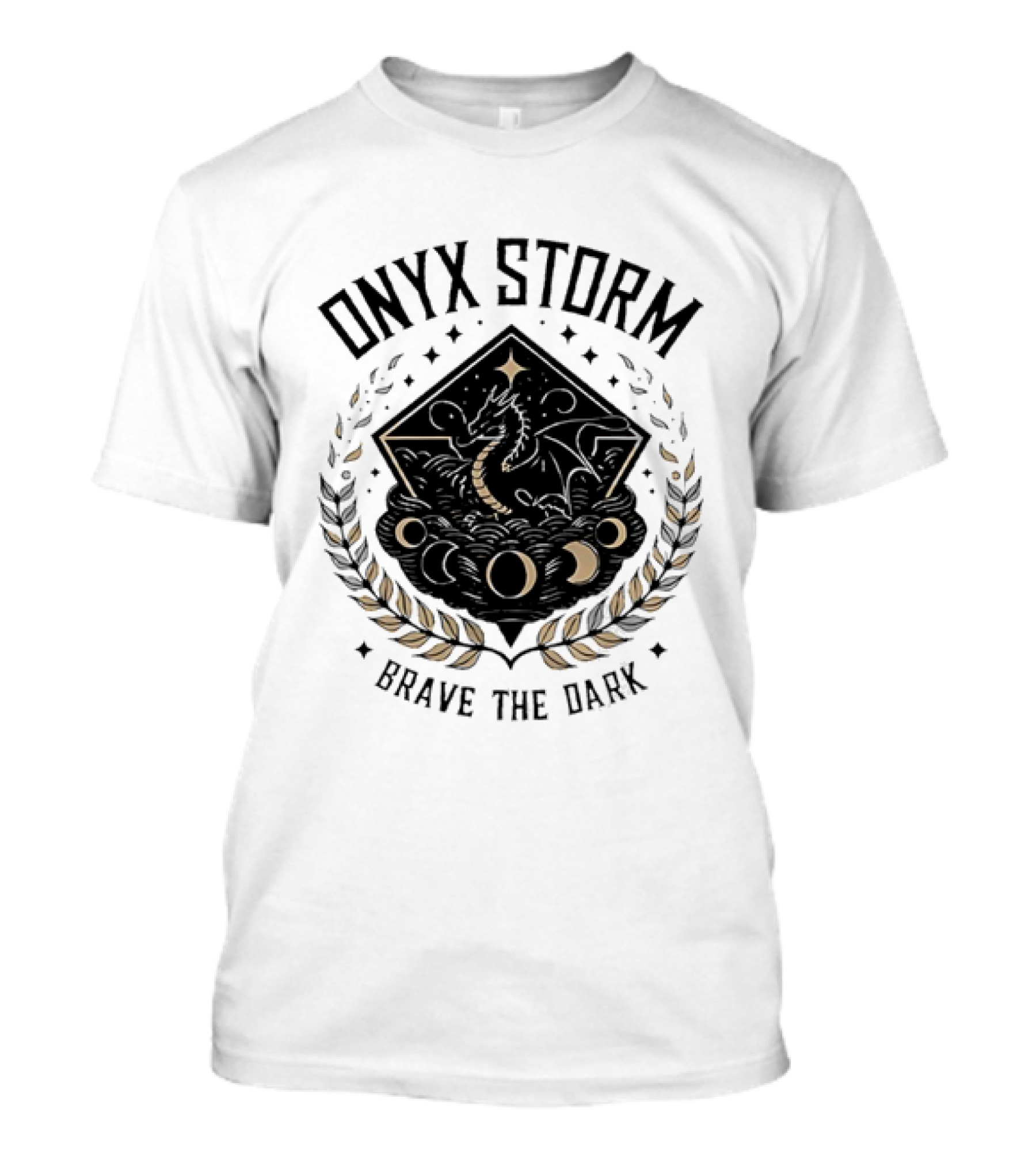 Onyx Storm Brave The Dark Lunar Phases And Celestial Symbols T-Shirt