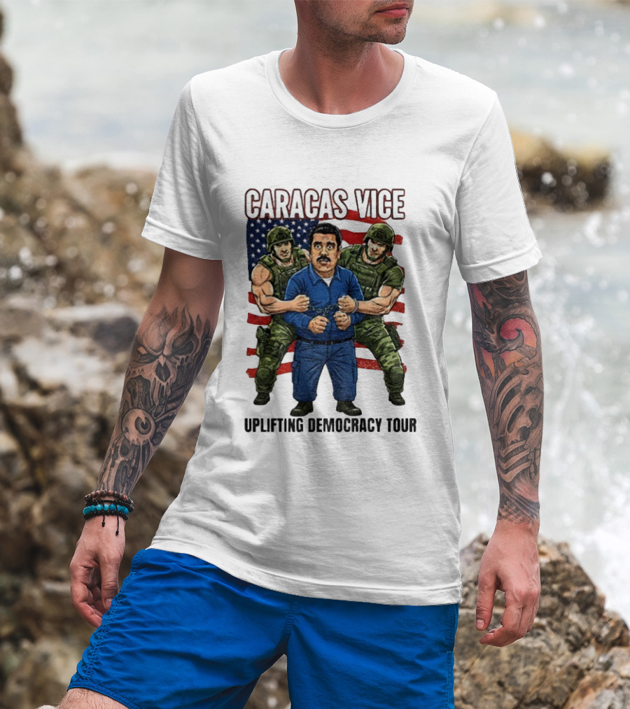Caracas Vice Maduro Captured Uplifting Democracy American Flag T-Shirt