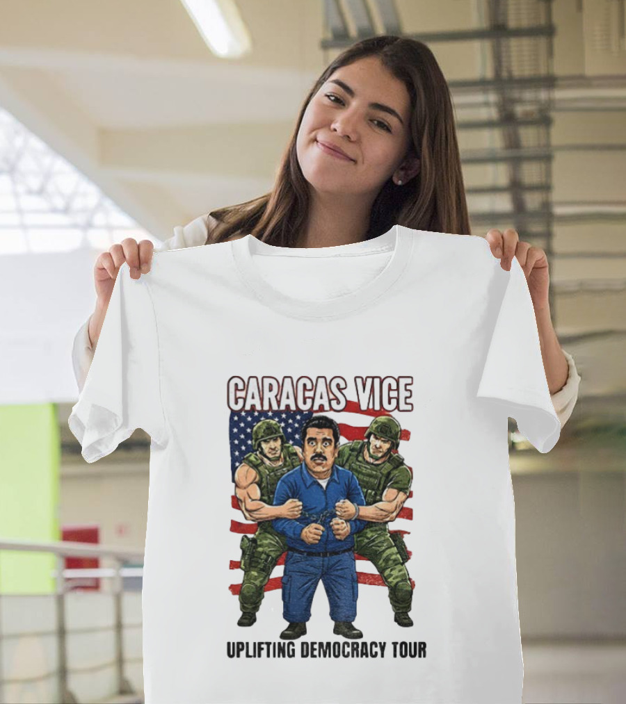 Caracas Vice Maduro Captured Uplifting Democracy American Flag T-Shirt