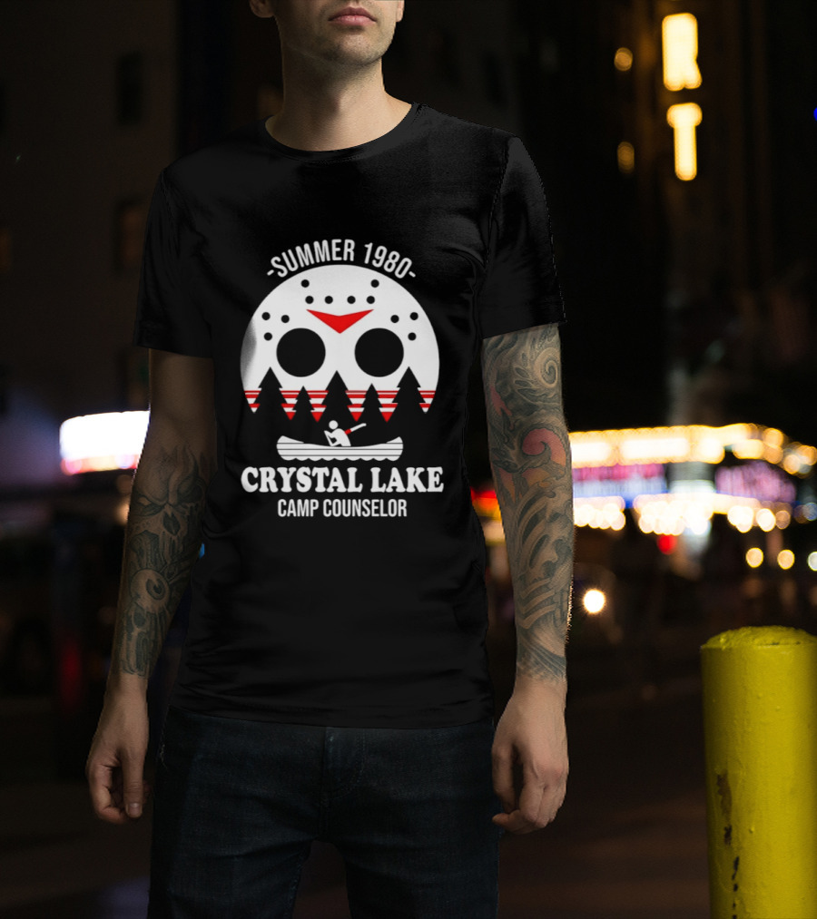 Jason Voorhees Summer 1980 Crystal Lake Camp Counselor Canoe Mask Retro Horror T-Shirt