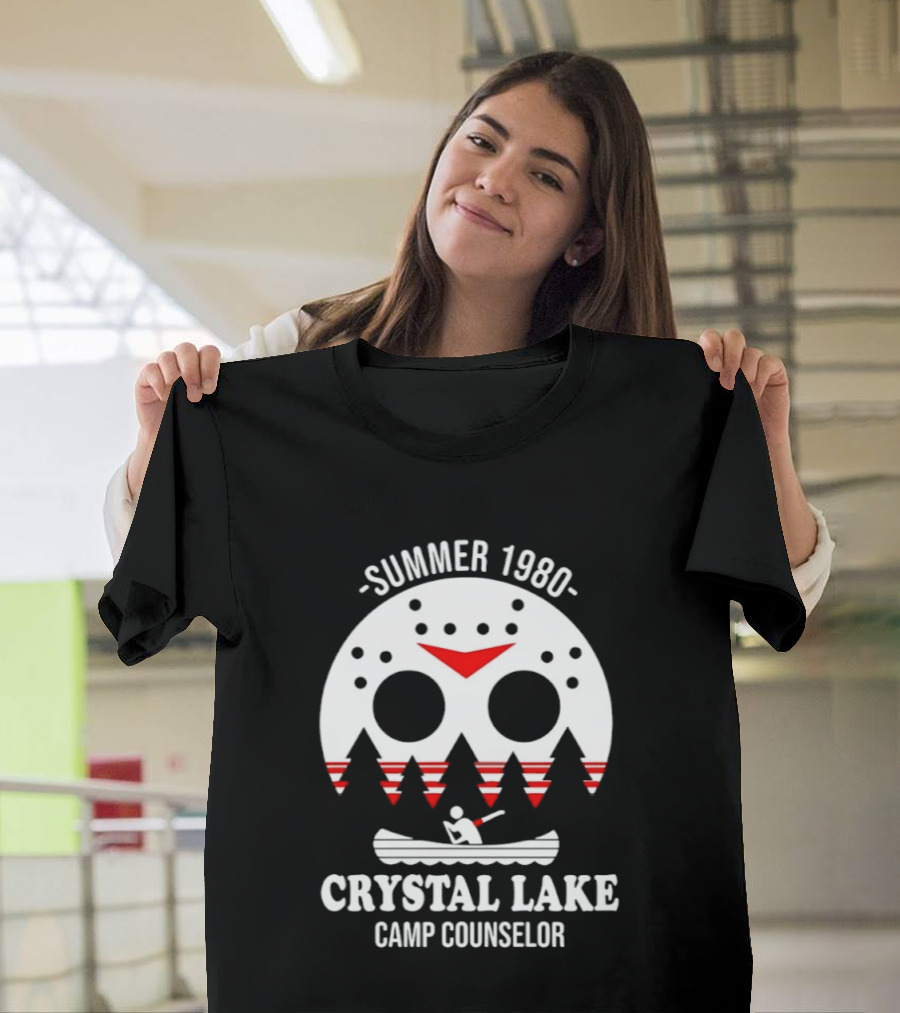 Jason Voorhees Summer 1980 Crystal Lake Camp Counselor Canoe Mask Retro Horror T-Shirt