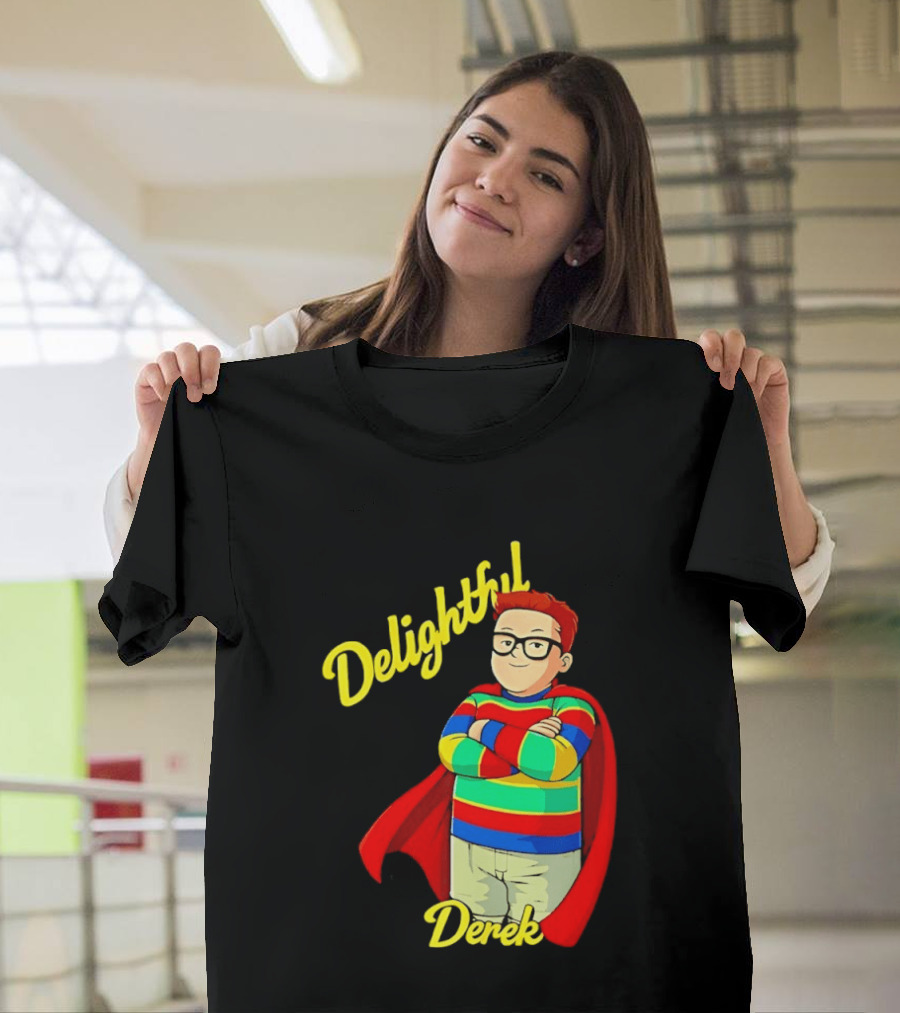 Delightful Derek Superhero With Cape And Stripes T-Shirt