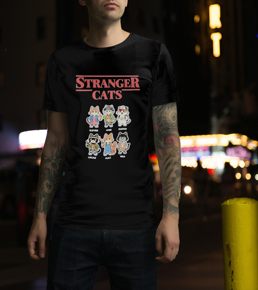 Stranger Cats Eleven Mike Dustin Lucas Max Will Characters T-Shirt