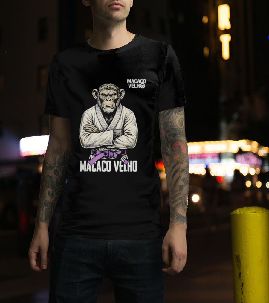 Monkey Macaco Velho Jiu Jitsu Purple Belt Seasoned Grappler T-Shirt
