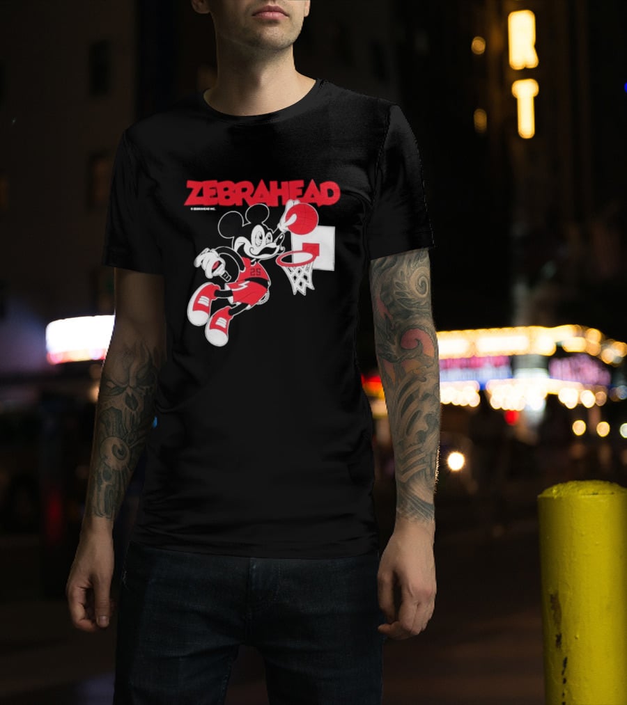 Zebrahead Mickey Mouse Slam Dunk Basketball 25 Retro Cartoon T-Shirt
