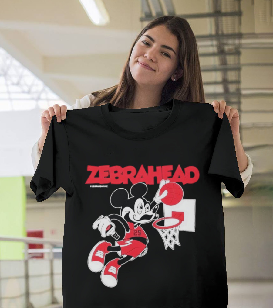 Zebrahead Mickey Mouse Slam Dunk Basketball 25 Retro Cartoon T-Shirt