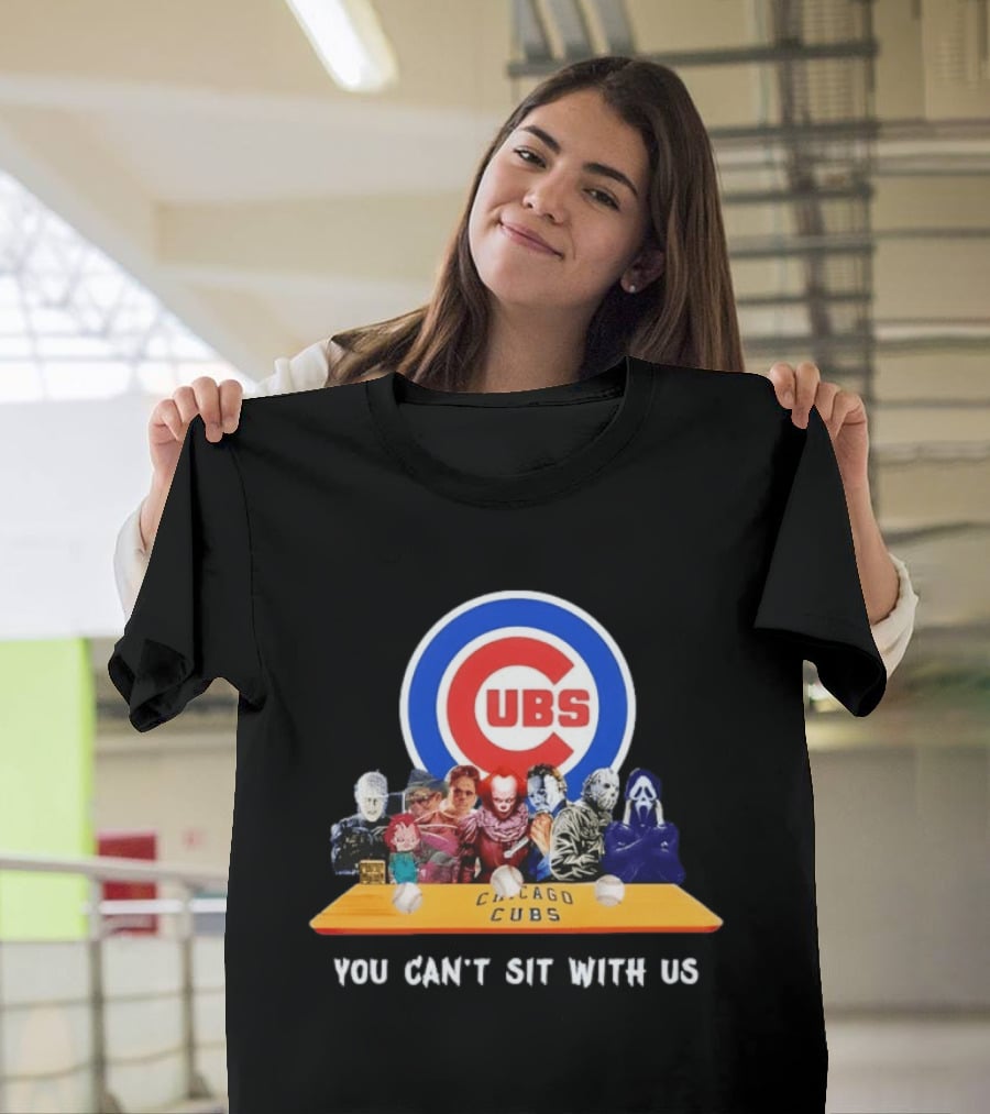Horror Movie Characters You Can’t Sit With Us Chicago Cubs Halloween T-Shirt