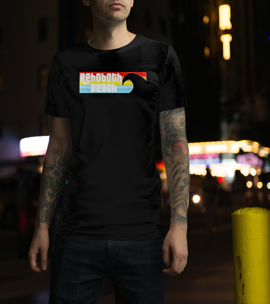 Rehoboth Beach Vintage Rainbow Wave T-Shirt