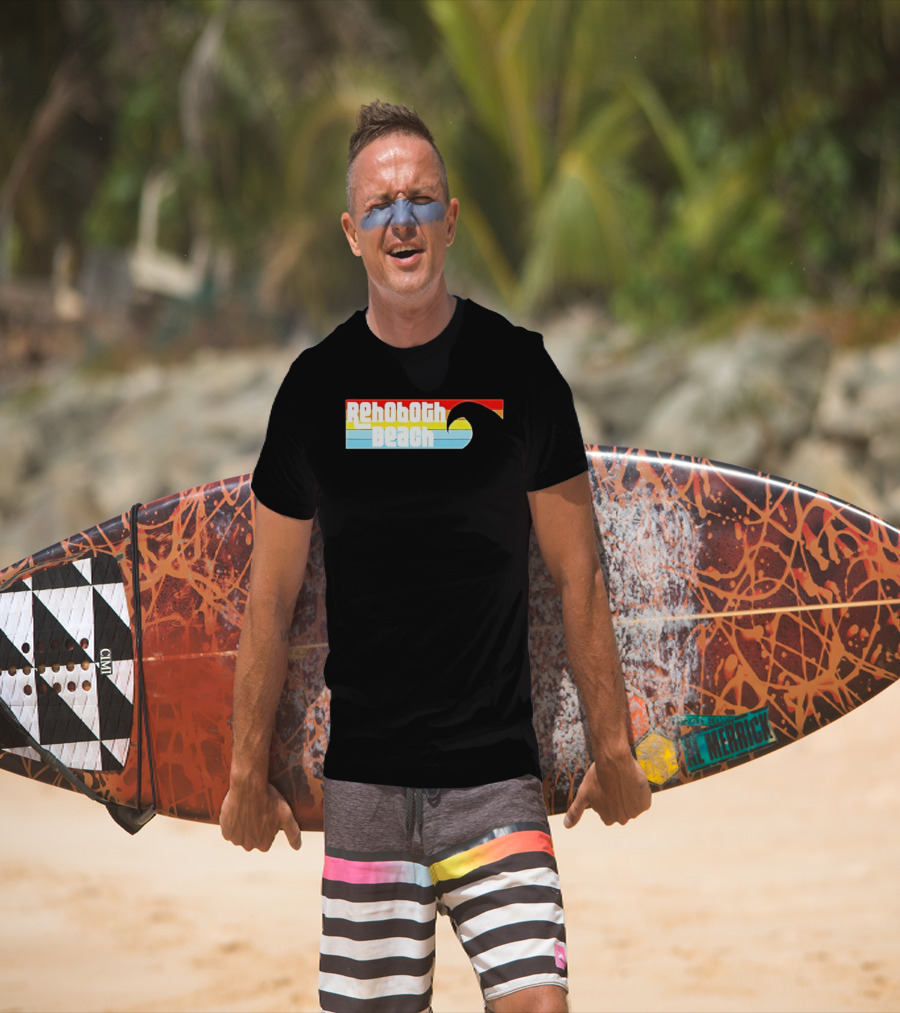 Rehoboth Beach Vintage Rainbow Wave T-Shirt