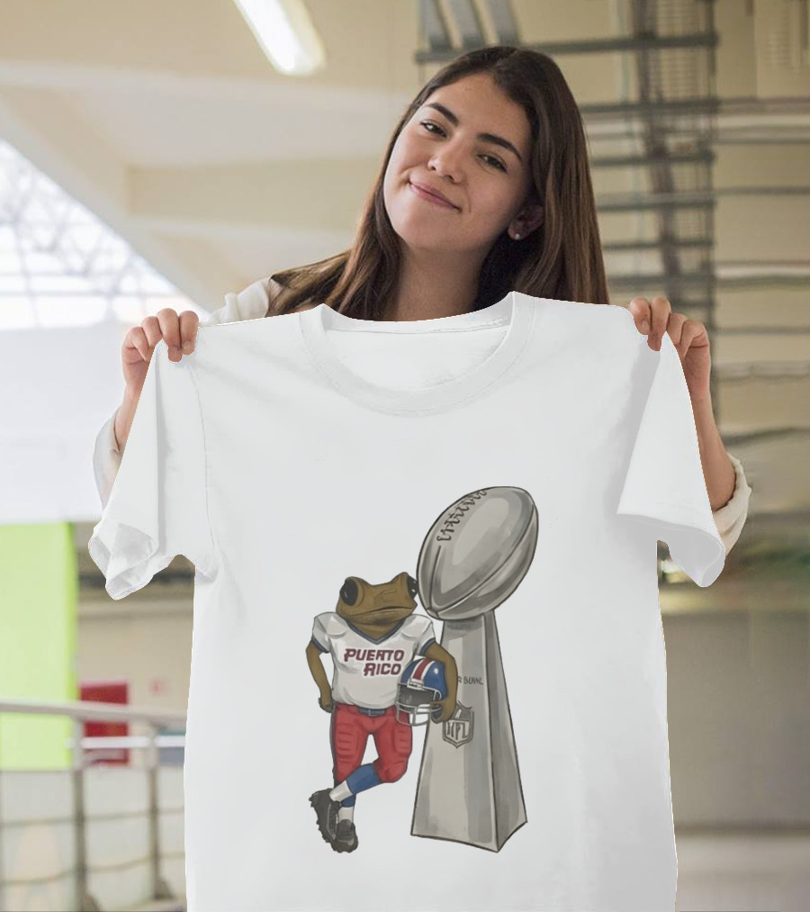 Bad Bunny Benito Bowl Puerto Rico Coqui Frog NFL Super Bowl Halftime Football T-Shirt