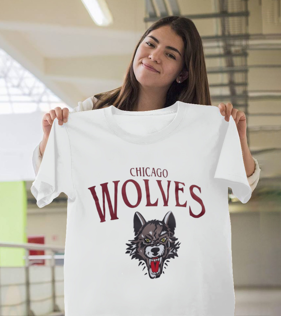 Chicago Wolves Fierce Team Emblem Hockey Merchandise T-Shirt
