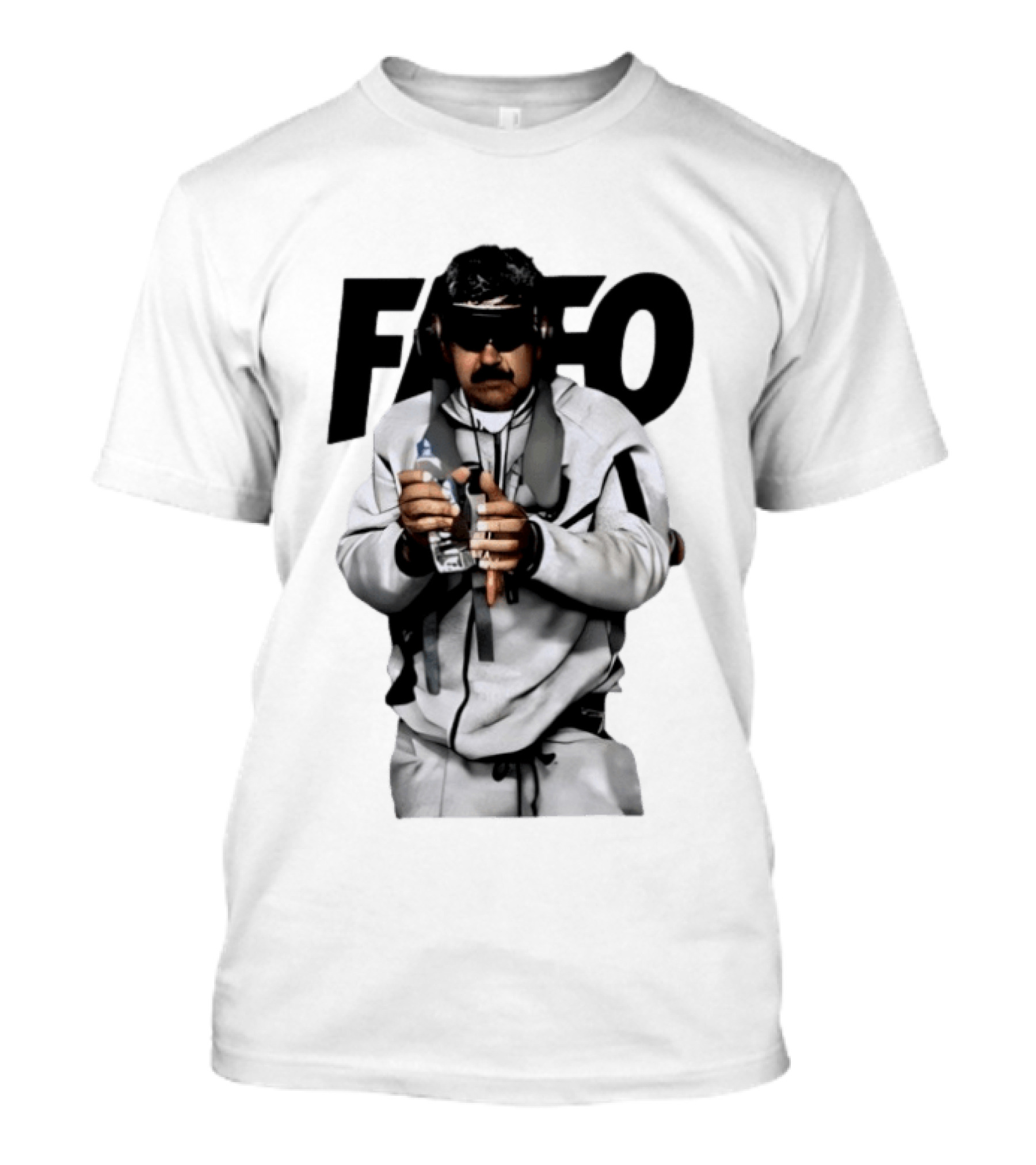 FAFO Nicolas Maduro In White Tracksuit And Sunglasses Holding Water Bottle T-Shirt