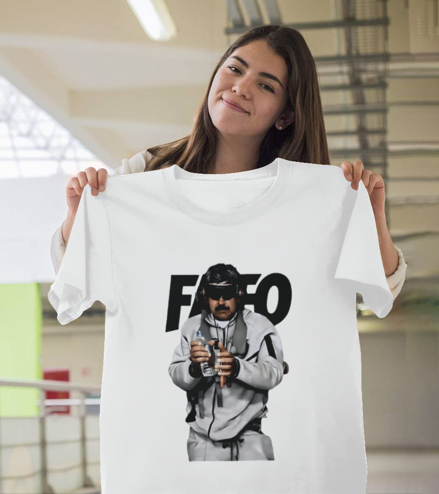 FAFO Nicolas Maduro In White Tracksuit And Sunglasses Holding Water Bottle T-Shirt