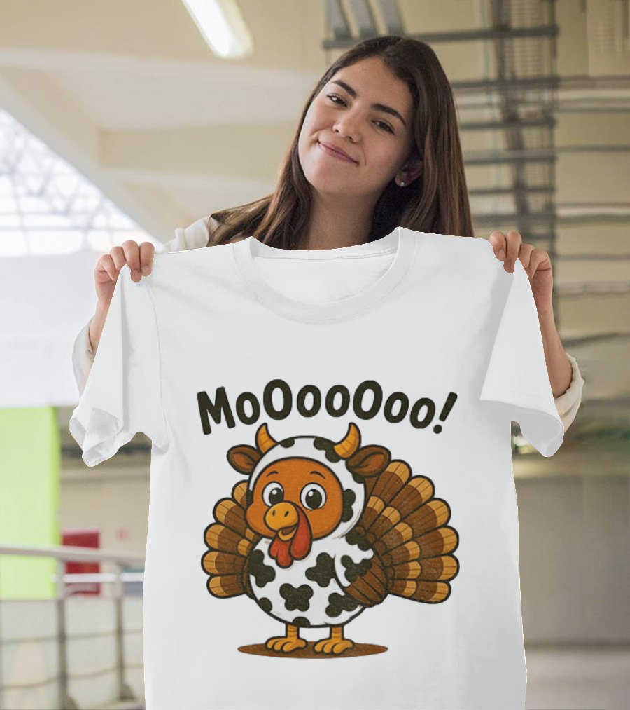 Mooooooo Thanksgiving Cow Turkey Humor T-Shirt