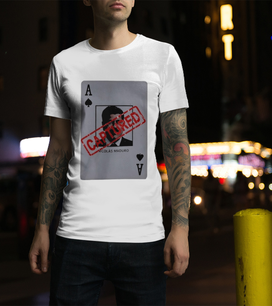 Nicolas Maduro Ace Of Spades Playing Card Captured Stamp T-Shirt