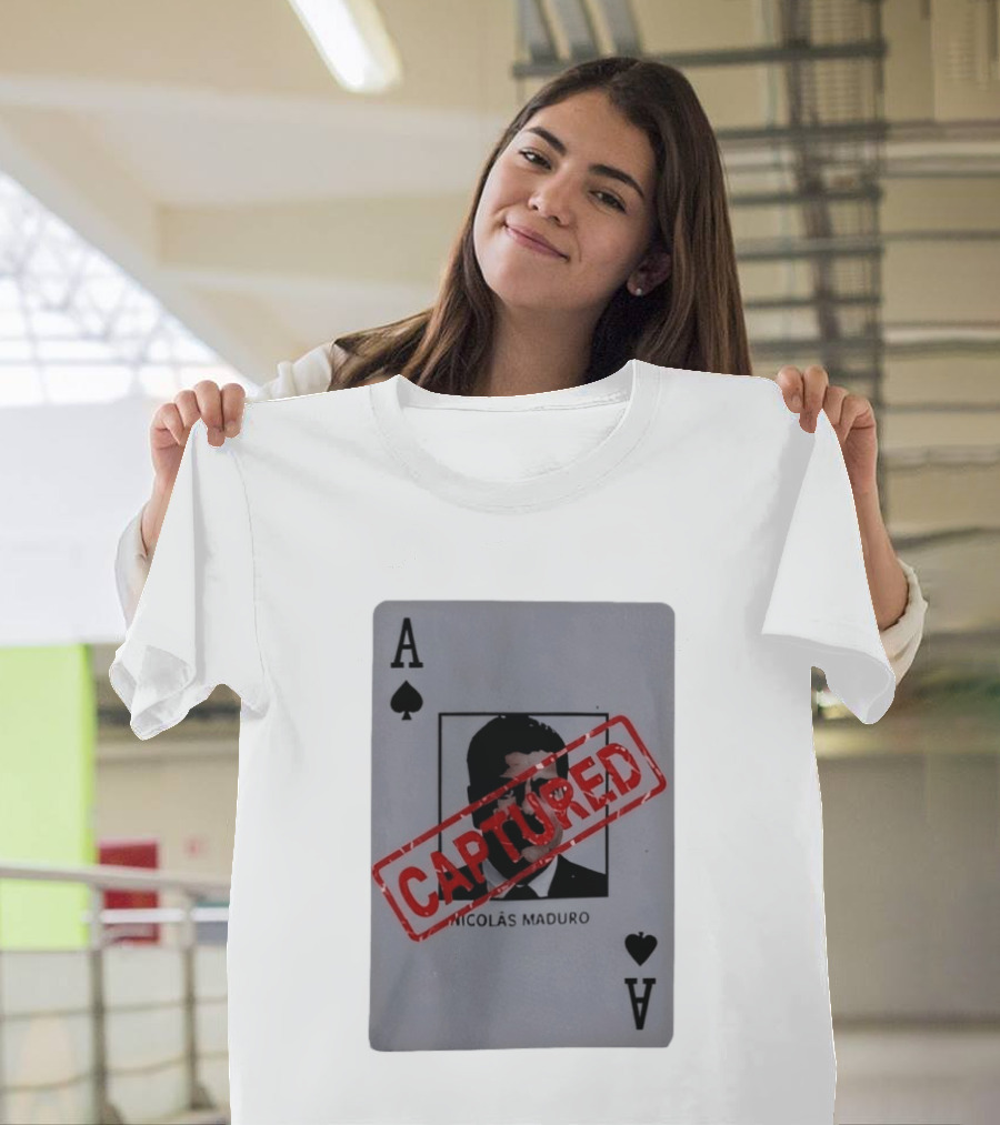 Nicolas Maduro Ace Of Spades Playing Card Captured Stamp T-Shirt