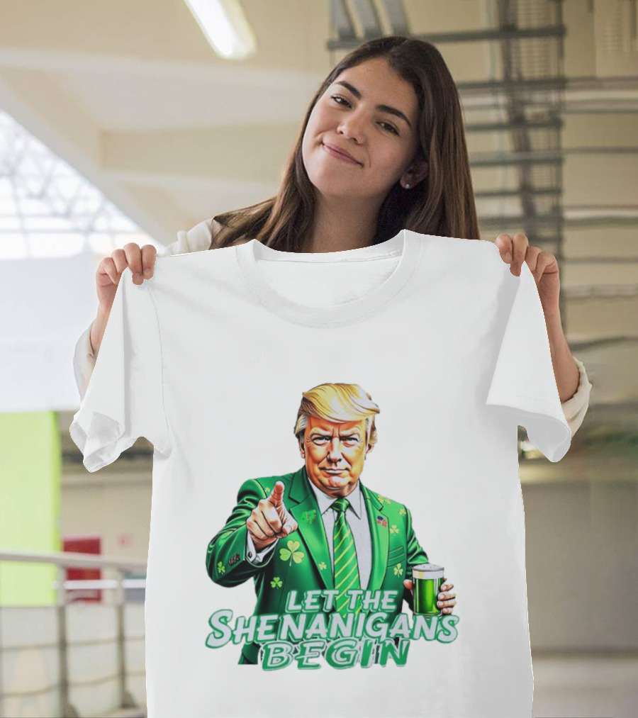 Let The Shenanigans Begin Green Suit And Beer St. Patrick's Day T-Shirt