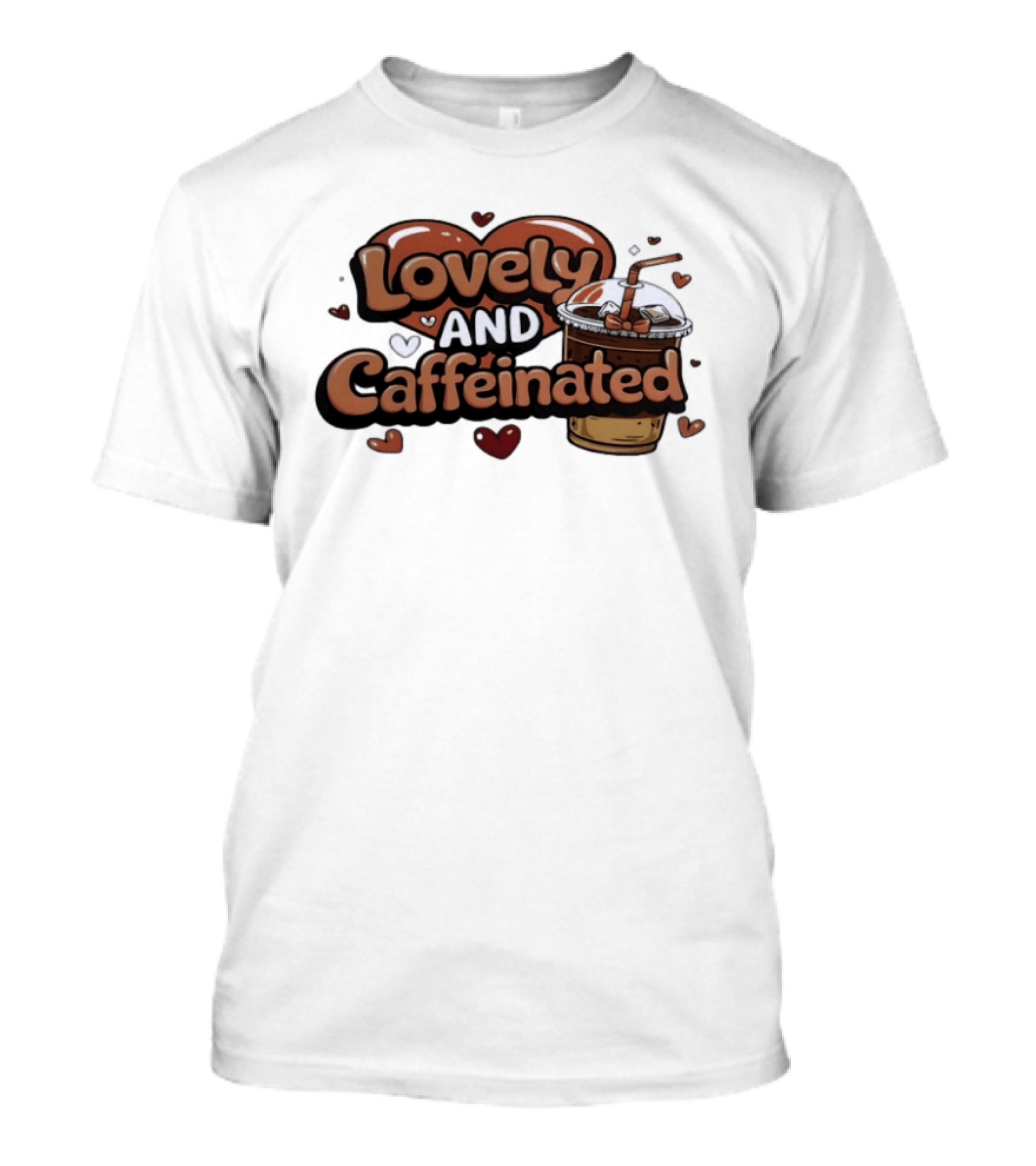 Lovely And Caffeinated Heart And Coffee Aesthetic T-Shirt