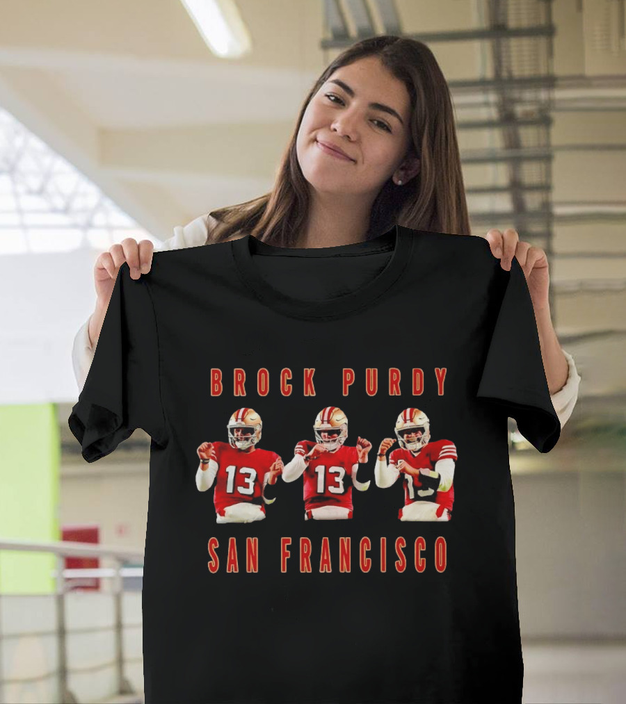 Brock Purdy 13 San Francisco 49ers Victory Celebration Red Uniform T-Shirt