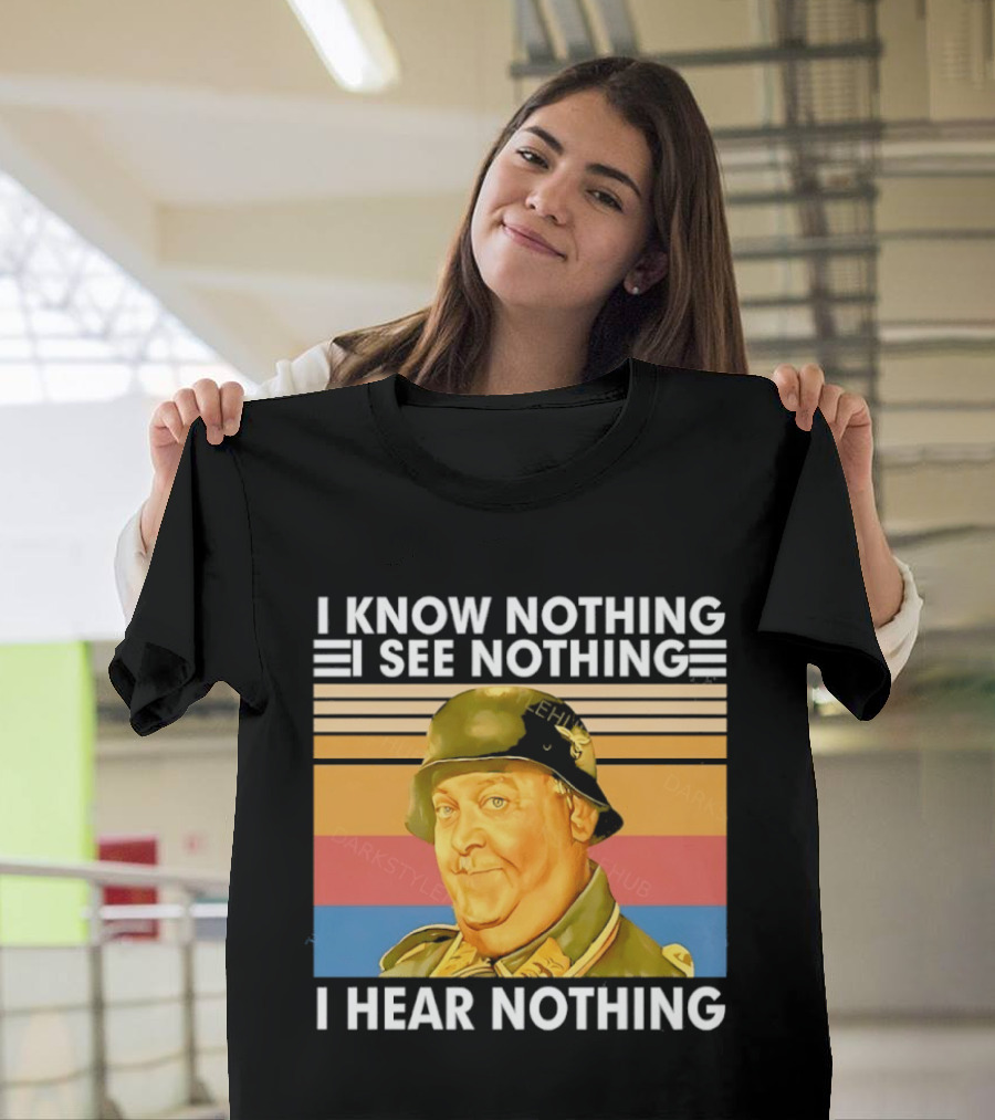 Sergeant Schultz Vintage I Know Nothing I See Nothing I Hear Nothing T-Shirt