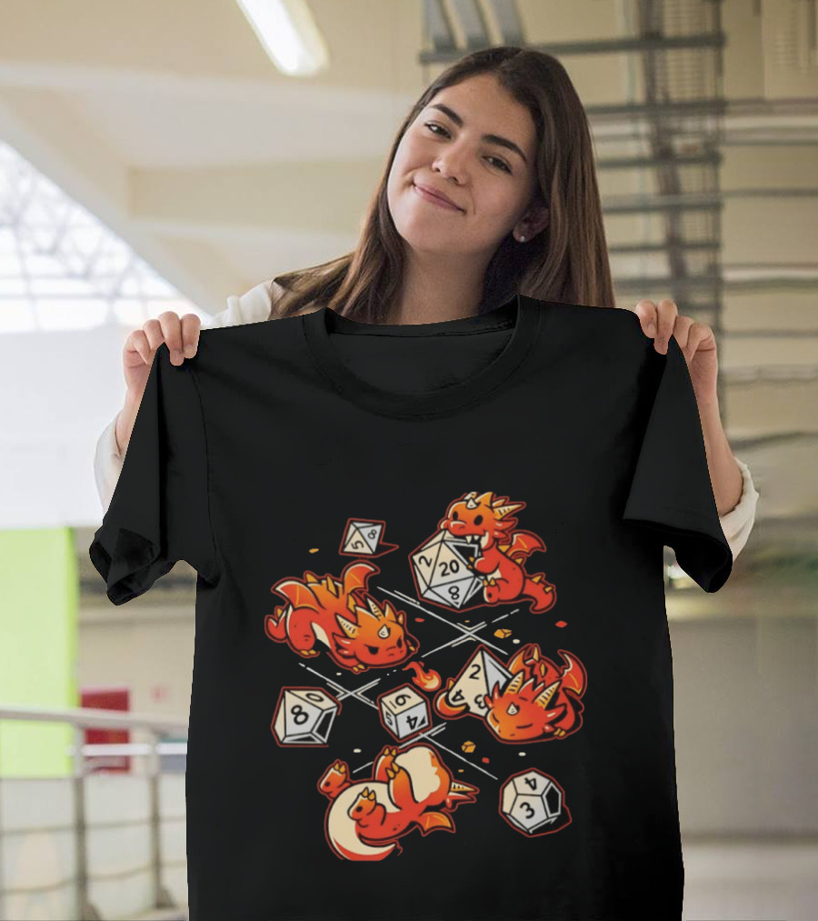 Dice Dragons Cute D20 Fantasy Gaming Adventure T-Shirt