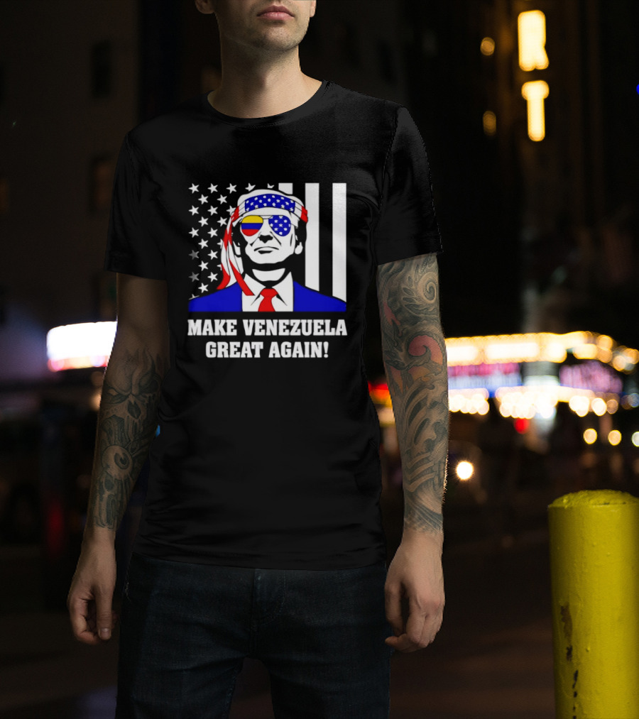 Make Venezuela Great Again 2026 Trump USA Venezuela Flag Glasses T-Shirt