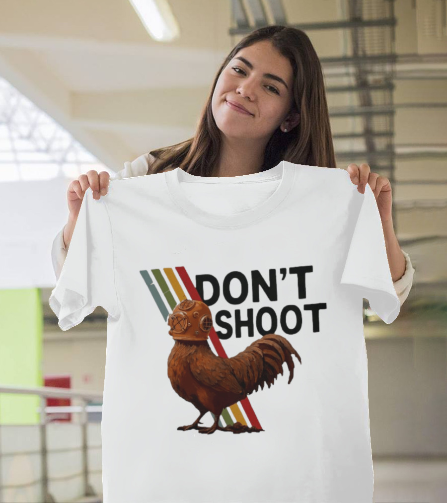 Don't Shoot Chicken Diver Helmet Retro Stripes T-Shirt