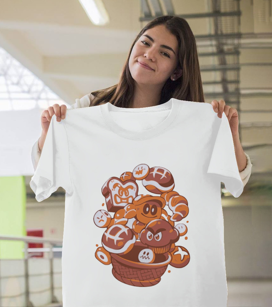 Enemies And Breads Angry Toast And Muffin Characters Basket T-Shirt