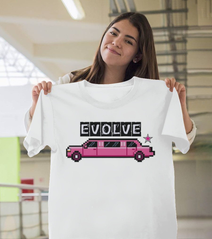 Evolve Pixel Art Pink Limousine Retro Star T-Shirt