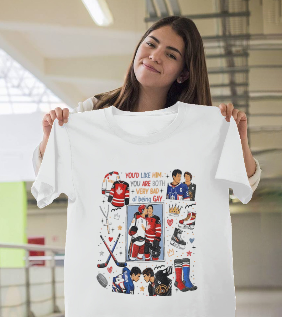 Heated Rivalry Romance You’d Like Him You Are Both Very Bat At Being Gay T-Shirt