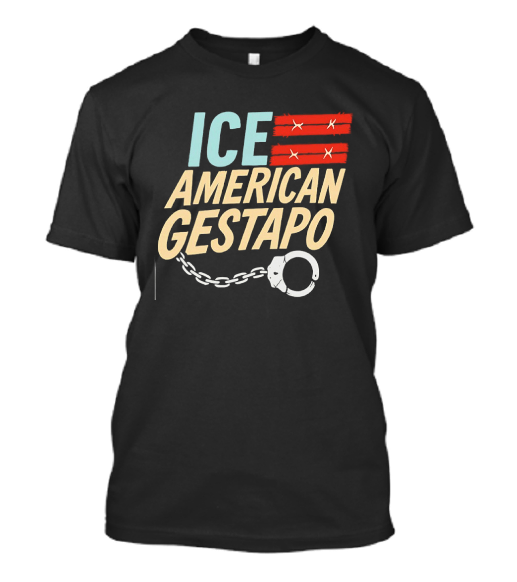 ICE American Gestapo Handcuff Symbol Bold T-Shirt