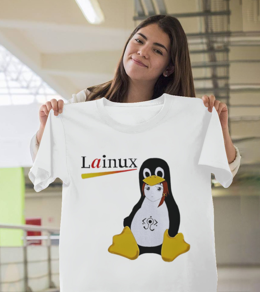 Lainux Lain Ux Linux Tux Mascot Penguin Anime T-Shirt