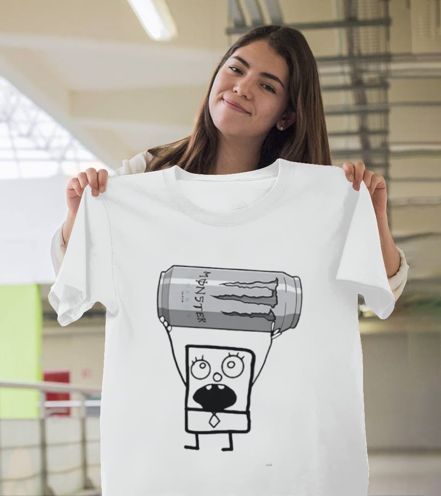 Doodlebob Holding Monster Energy Ultra Can Meme T-Shirt