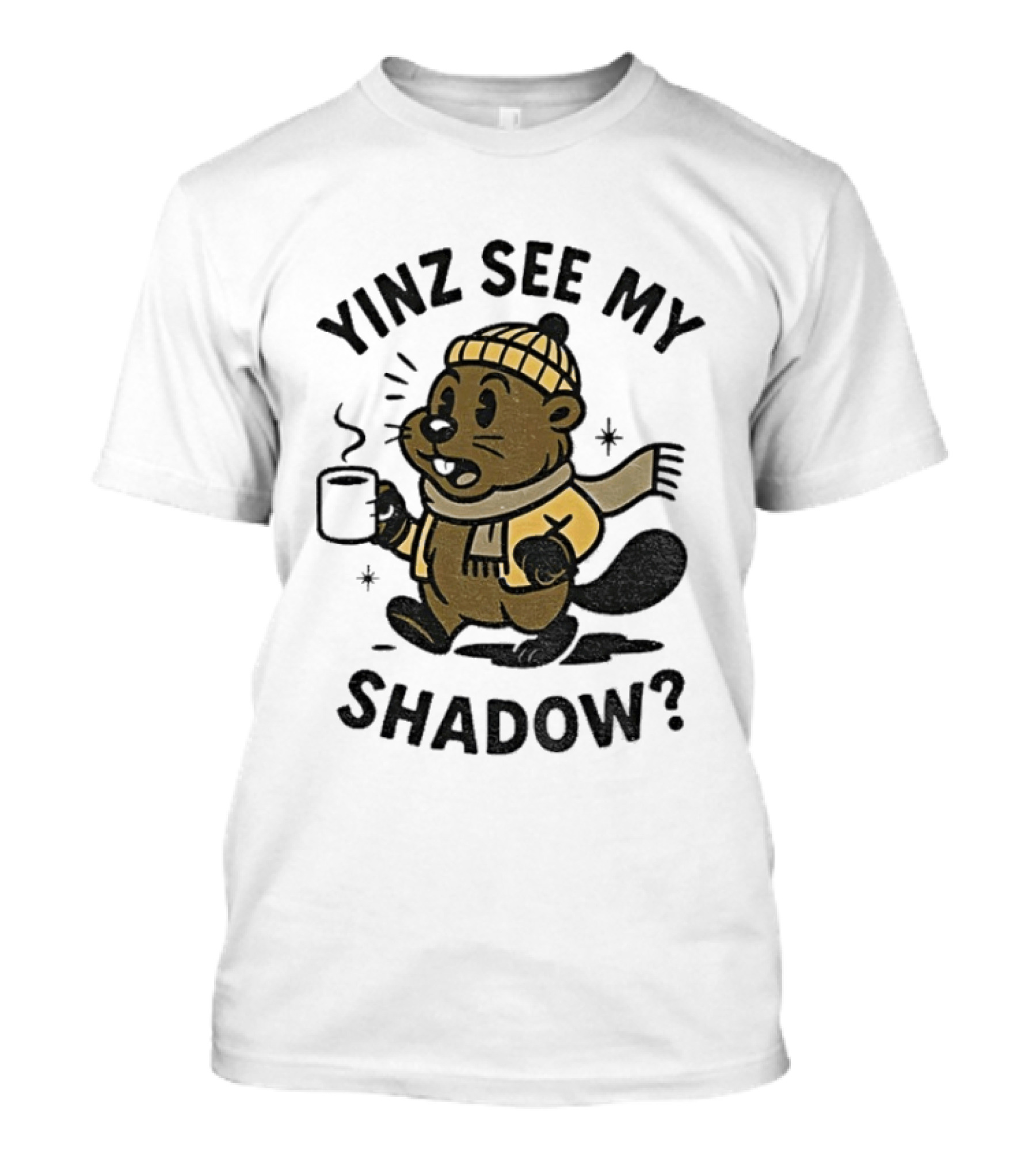 Yinz See My Shadow Pittsburgh Groundhog Day Cozy Cartoon T-Shirt