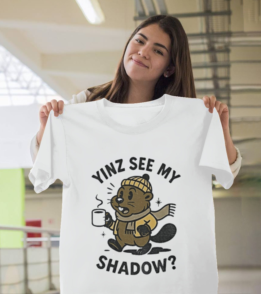 Yinz See My Shadow Pittsburgh Groundhog Day Cozy Cartoon T-Shirt