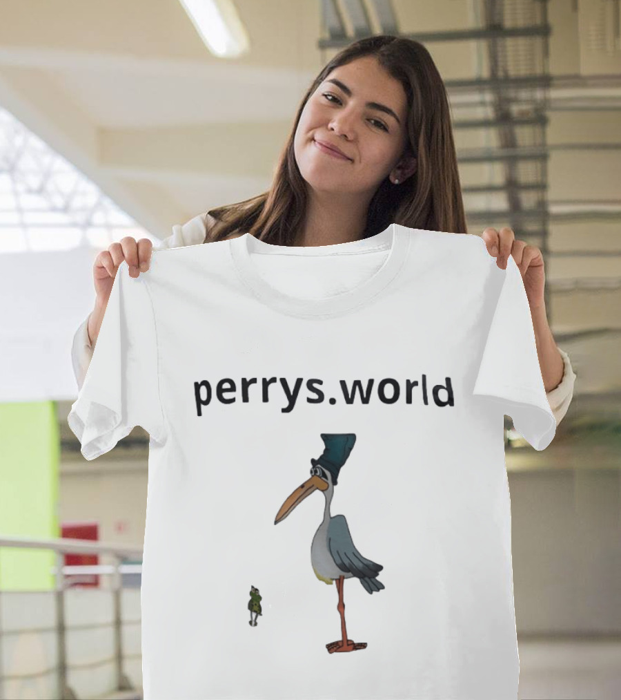 Perrys World Cartoon Bird And Frog T-Shirt