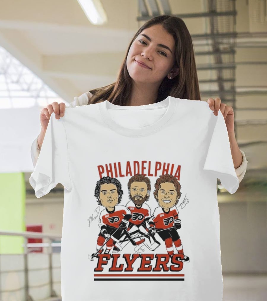 Philadelphia Flyers Three Stars Cartoon Caricature Hockey Legends T-Shirt