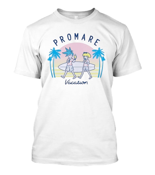 Promare Vacation Beach Surfboard Sunset And Palm Trees T-Shirt