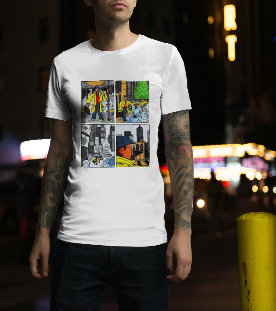Holiday Comic Pocket NYC Urban Christmas Scenes T-Shirt