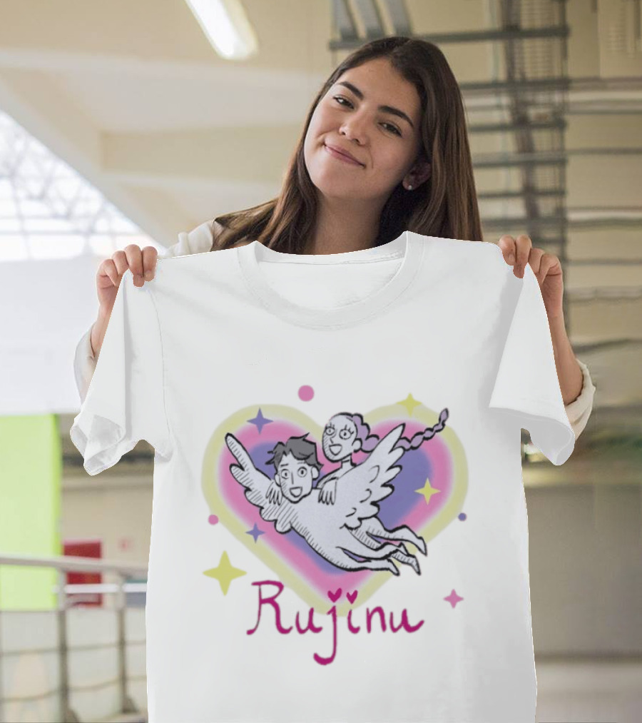 Rujinu KPop Angelic Duo With Heart And Stars T-Shirt