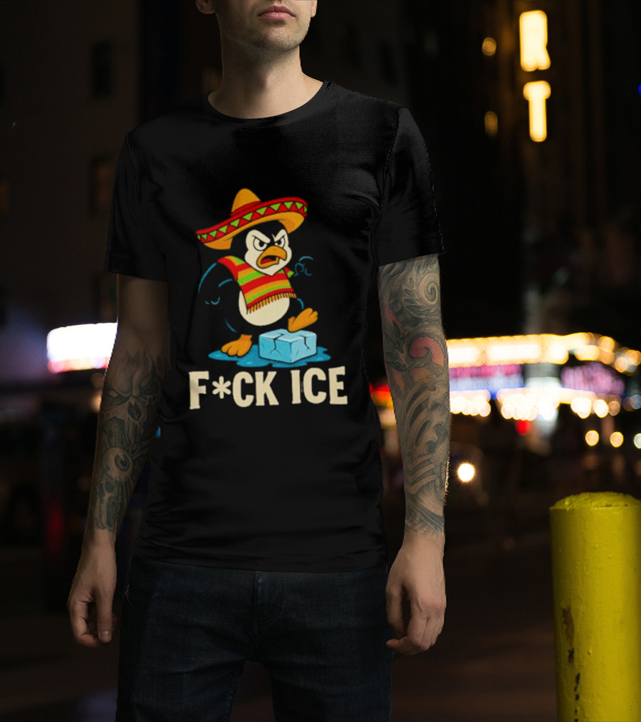 Angry Penguin Sombrero F*ck Ice T-Shirt