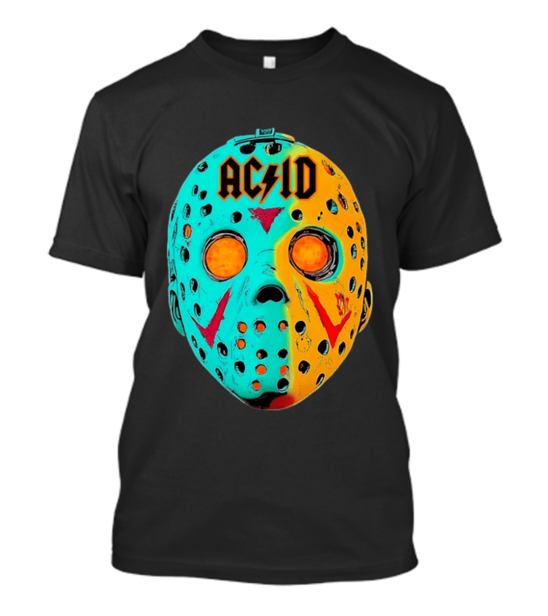 ACDC Jason Voorhees Mask Neon Pop Art Friday The 13th Fusion T-Shirt