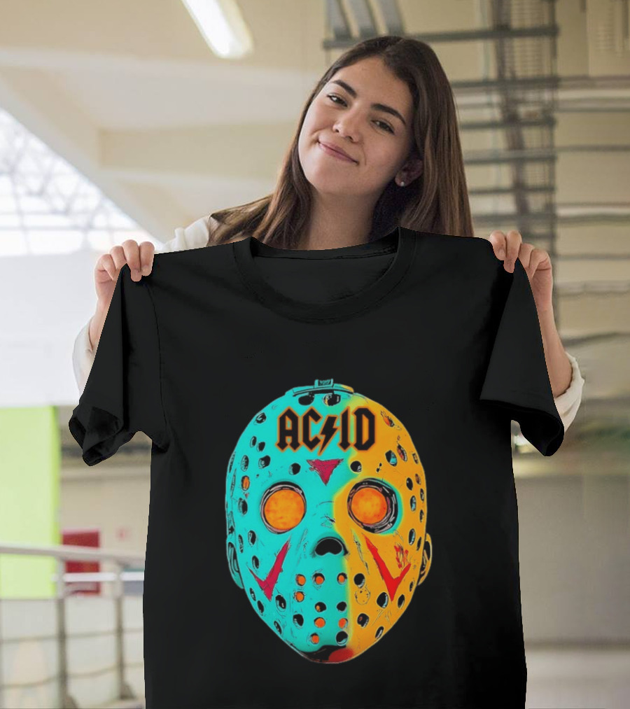 ACDC Jason Voorhees Mask Neon Pop Art Friday The 13th Fusion T-Shirt