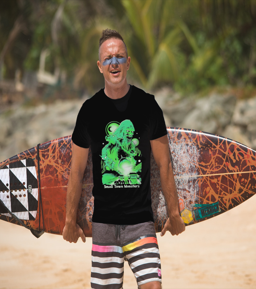 Small Town Monsters 2026 Alien And UFO With Bigfoot Creature T-Shirt