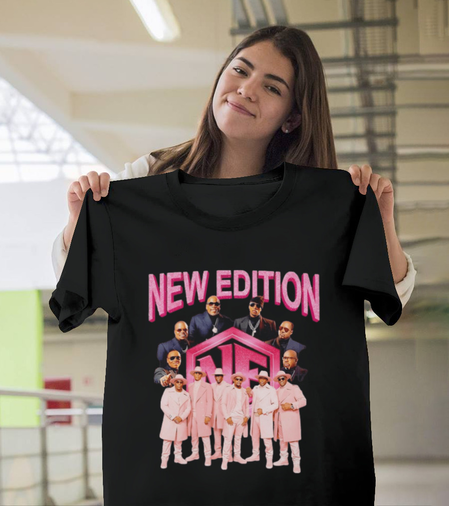 Bobby Brown Johnny Gill Ralph Tresvant Ronnie DeVoe Ricky Bell Michael Bivins New Edition NE Band Pink Outfits 90s Music T-Shirt