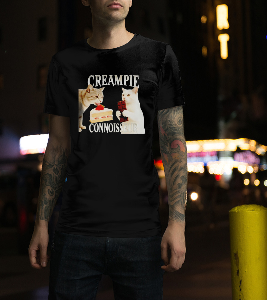 Cats Creampie Connoisseur Strawberry Cake Chocolate Bar T-Shirt