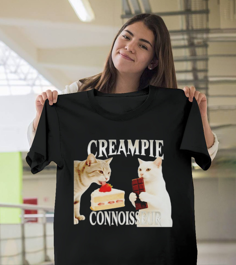 Cats Creampie Connoisseur Strawberry Cake Chocolate Bar T-Shirt
