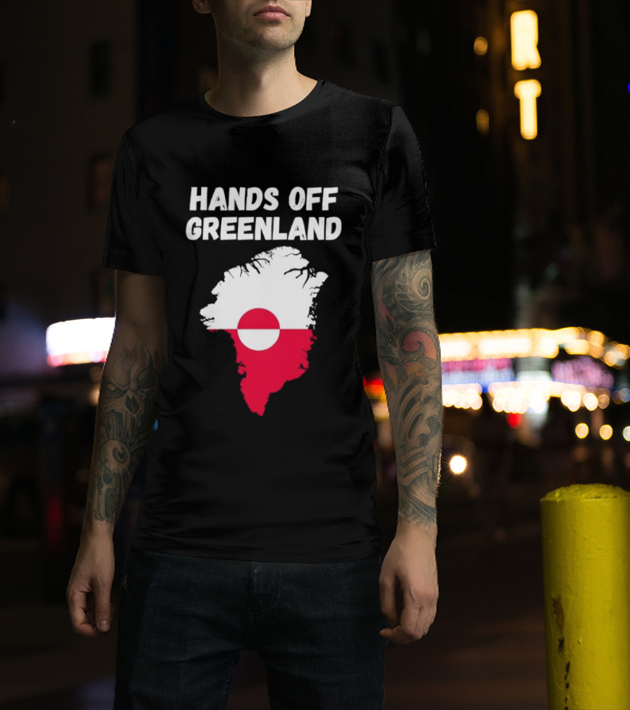 Hands Off Greenland Map Red White Circle Anti Trump T-Shirt